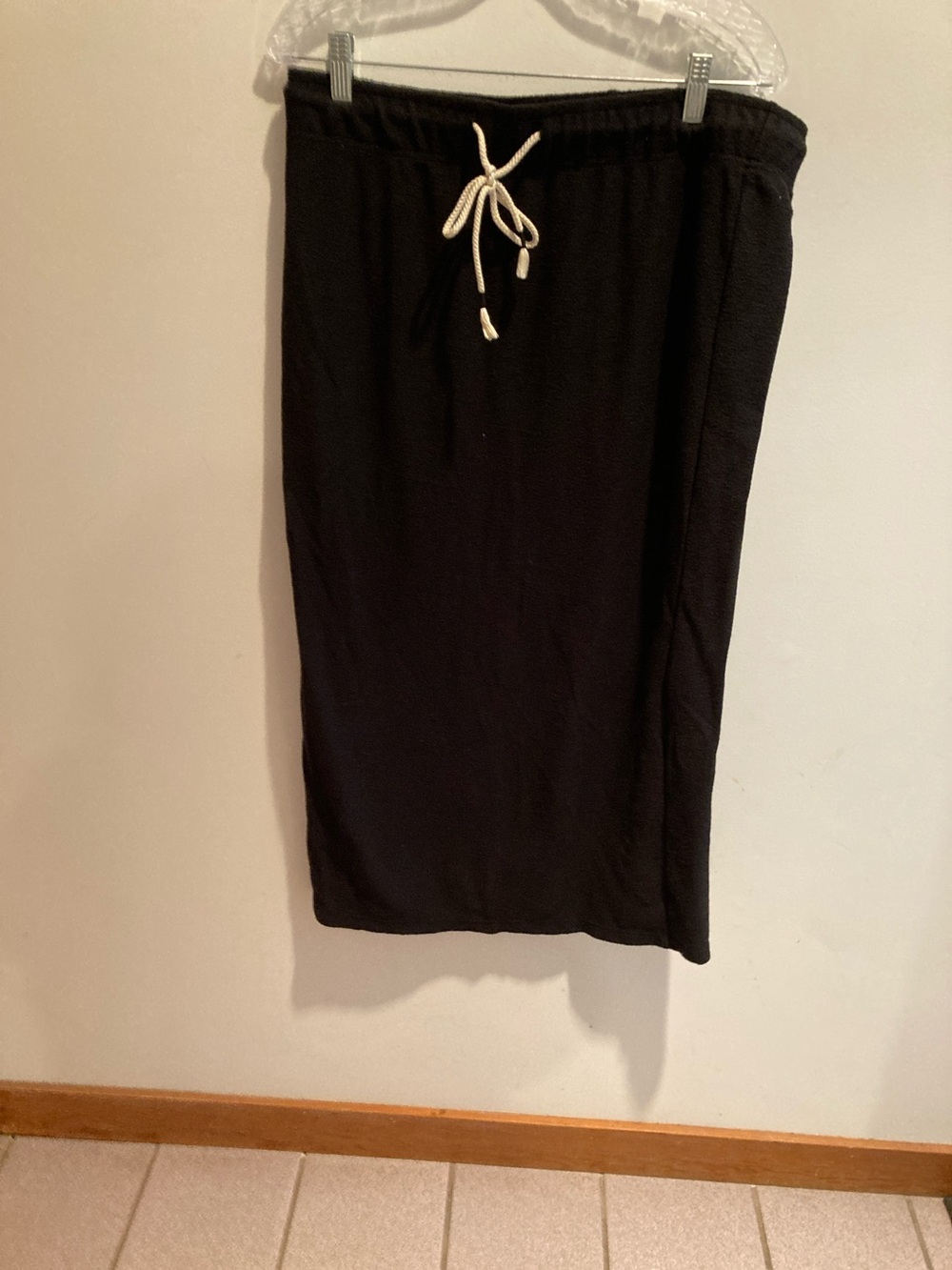 Black Drawstring Midi Skirt
